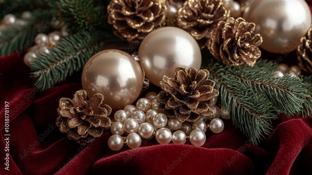 Christmas Ornaments on Velvet. Christmas Ornaments on Velvet.