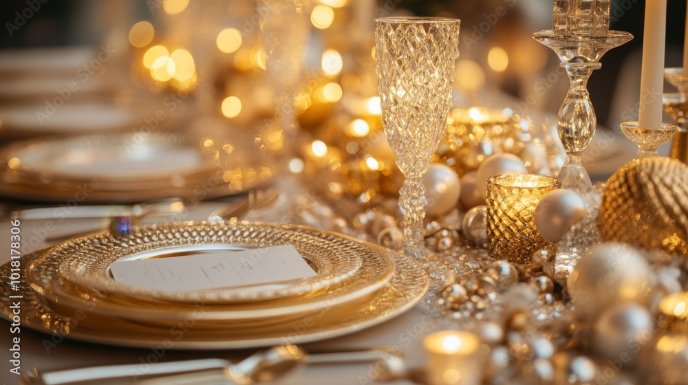 Elegant Golden Table Setting. Elegant Golden Table Setting.