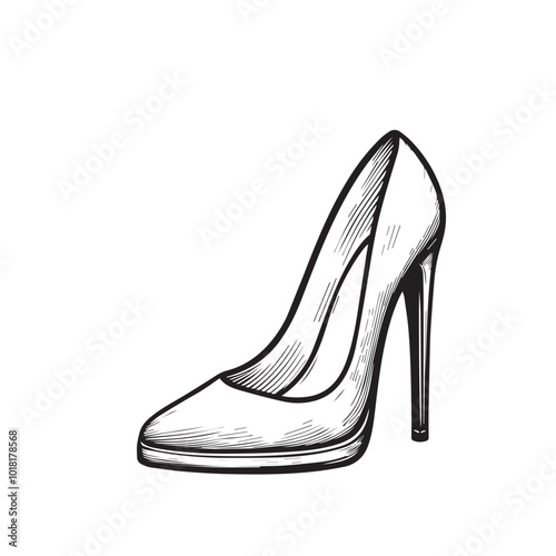 Shoe vector logo. High heel shoe vector silhouette design. women's shoes silhouette vector design. 