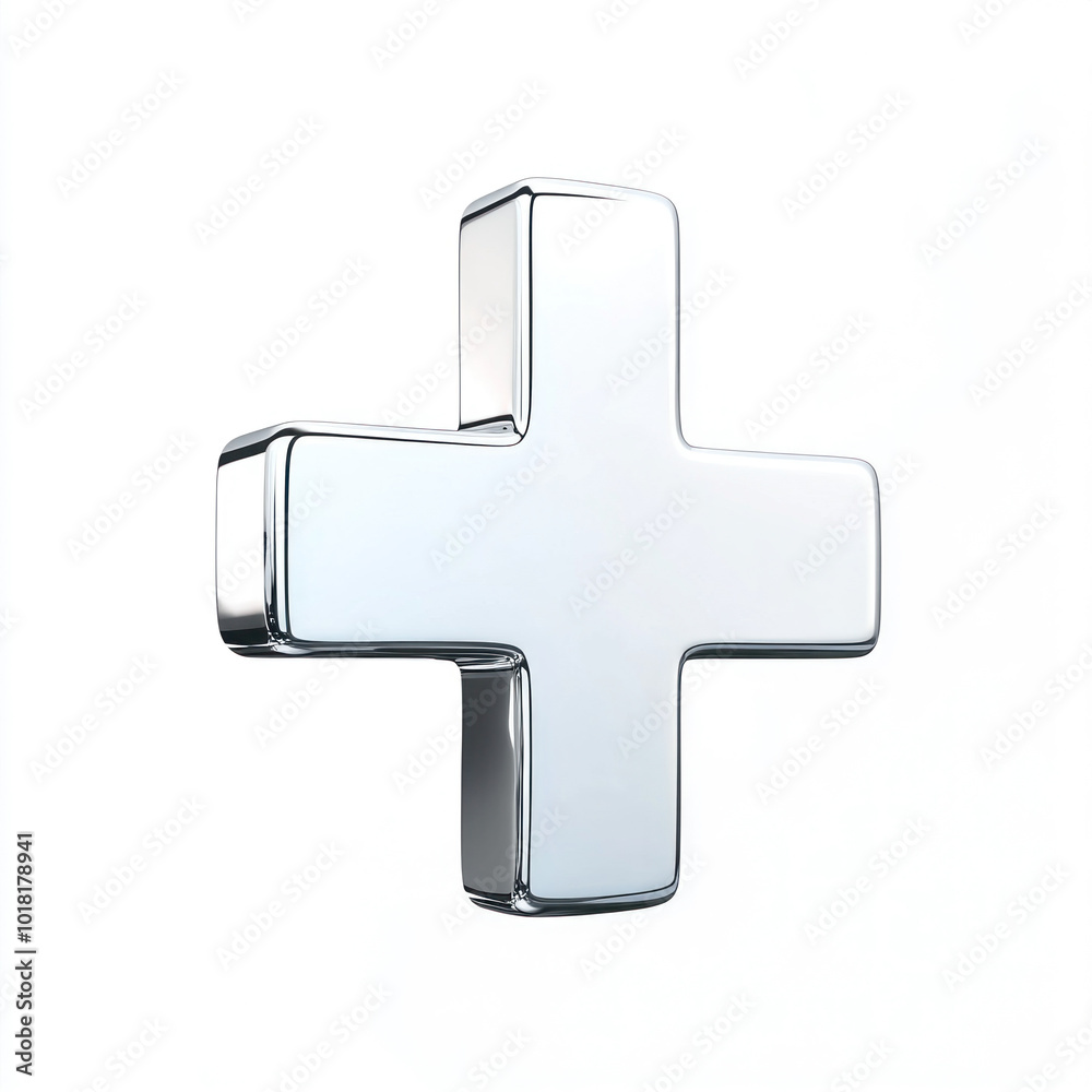 Obraz premium White cross on white background symbolizing purity and simplicity, minimalist design evoking calm and clarity.