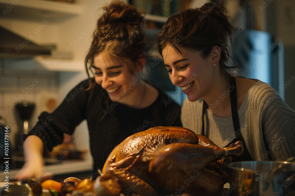 Beautiful thanksgiving dinner settings, holiday festive atmosphere dinner family gathering, generative ai image Beautiful thanksgiving dinner settings, holiday festive atmosphere dinner family gathering, generative ai image