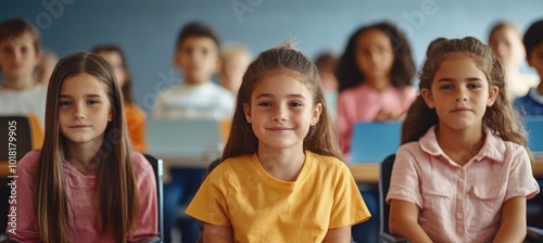 Smiling school children in a classroom