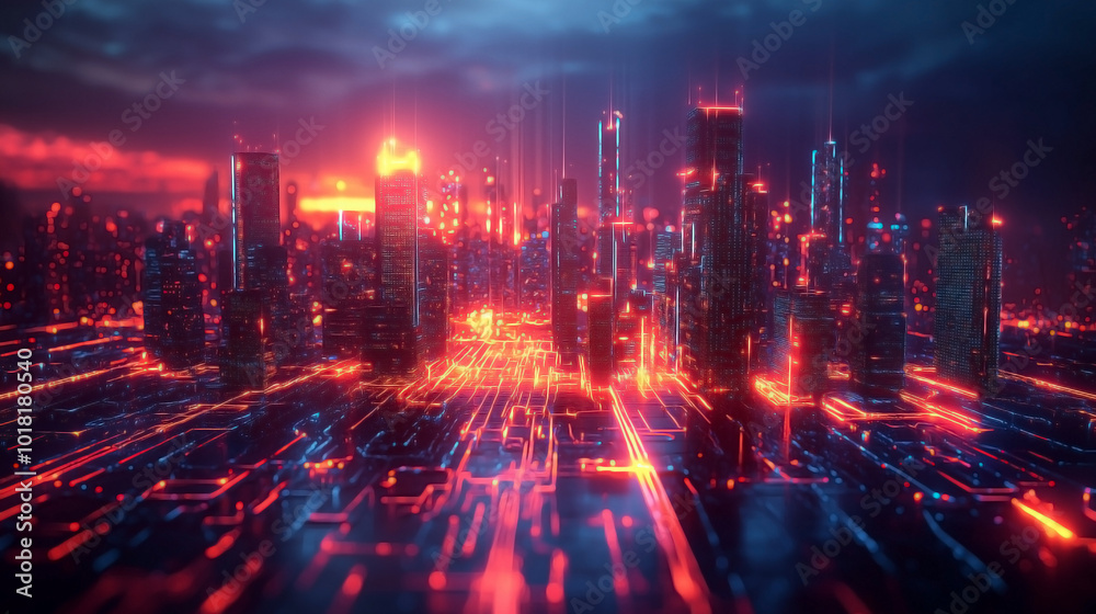 A futuristic city at night, illuminated by neon lights. The glowing buildings and streets create a vibrant, cyberpunk-like atmosphere, filled with color and energy. A futuristic city at night, illuminated by neon lights. The glowing buildings and streets create a vibrant, cyberpunk-like atmosphere, filled with color and energy.