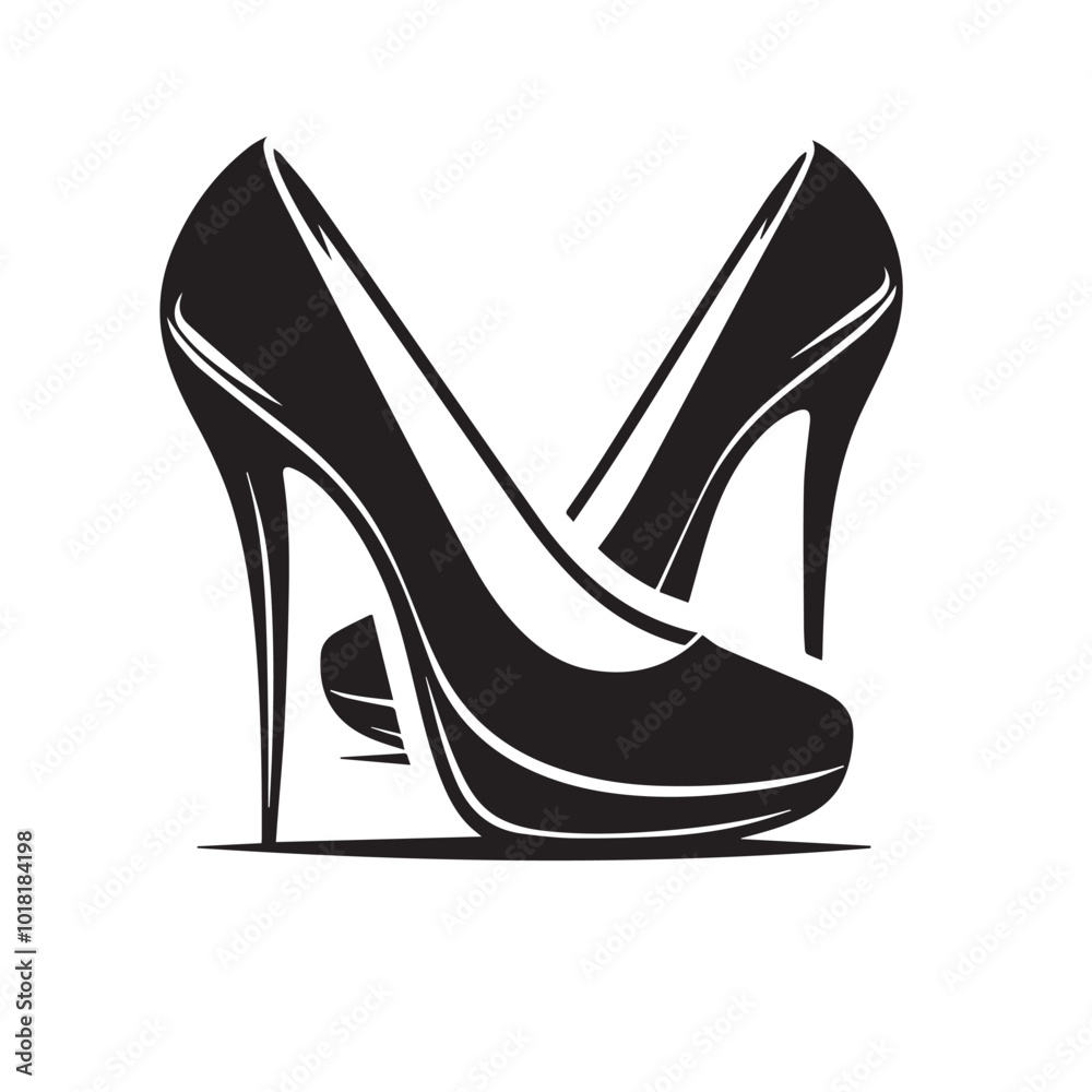 Naklejka premium Shoe vector logo. High heel shoe vector silhouette design. women's shoes silhouette vector design. 