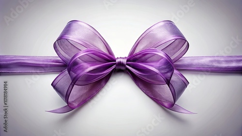 A Delicate Purple Ribbon Bow Gracefully Tied on a Neutral Background, Ready to Adorn a Gift or Elevate Any Festive Occasion