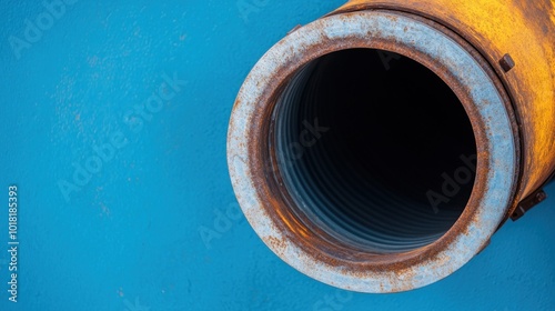 Metal pipes in modern industrial air conditioning system on ceiling