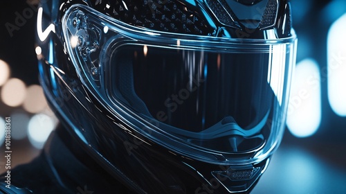 Close-up of a Modern Motorcycle Helmet photo