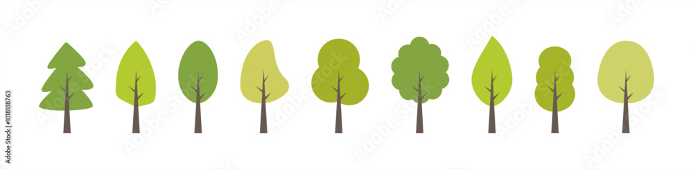 Green tree of a different shape set. Vector 10 eps.