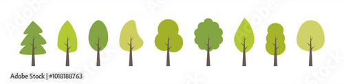 Green tree of a different shape set. Vector 10 eps.