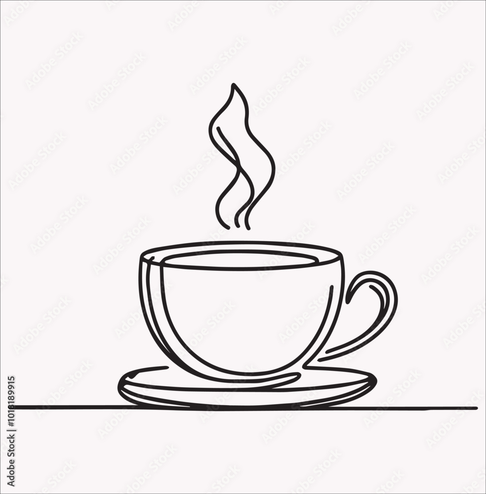 Coffee cup line drawing continuous, tea icon, cafe sketch, drink, single art outline, mug logo, food. Line drawing of a cup in vector form. Coffee cup line drawing continuous, tea icon, cafe sketch, drink, single art outline, mug logo, food. Line drawing of a cup in vector form.