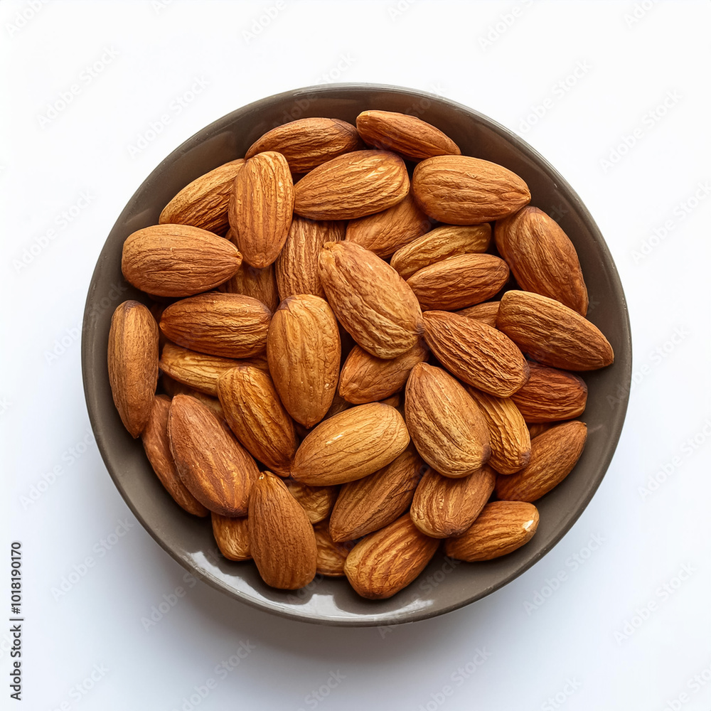 Almonds, isolated on a clean, smooth white background