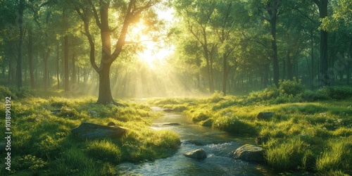Sunbeams in a Forest
