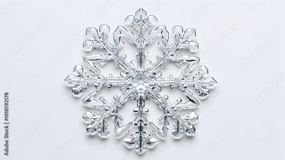 Intricately Designed Snowflake on Isolated White Background with Copy Space Intricately Designed Snowflake on Isolated White Background with Copy Space