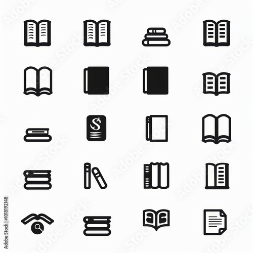 Book icons, flat textbook symbol, education pictogram, minimal bookstore logo, library graphic element