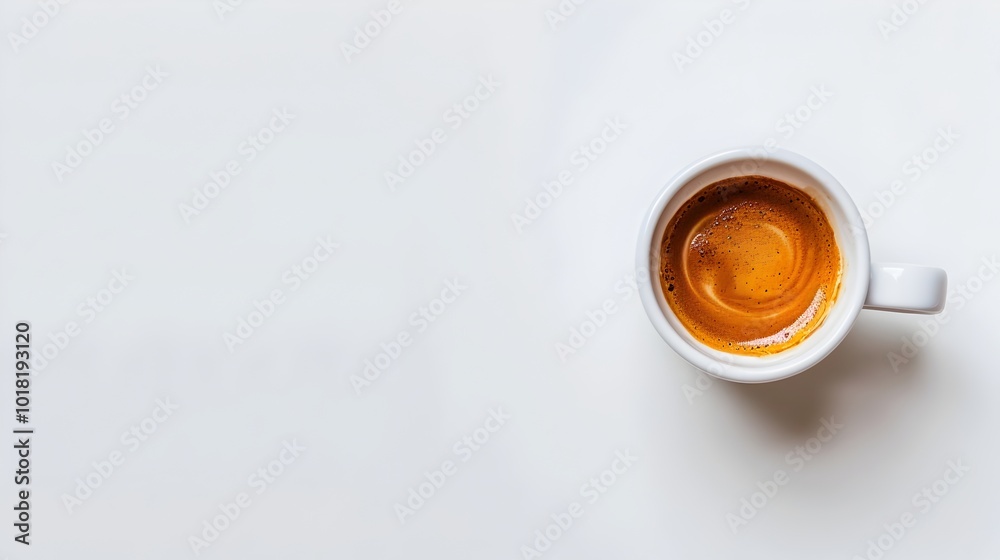 Sleek Espresso Cup with Rich Crema Swirl on Minimalist White Background Sleek Espresso Cup with Rich Crema Swirl on Minimalist White Background