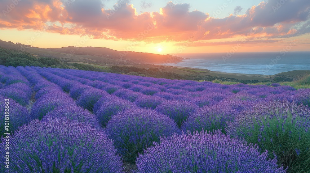 Sunset over Lavender Fields Sunset over Lavender Fields