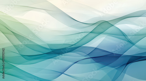 Translucent layers in cool blues and greens with organic shapes on a digital background. Ideal for healthcare themes. High-resolution, calming visuals for medical design.