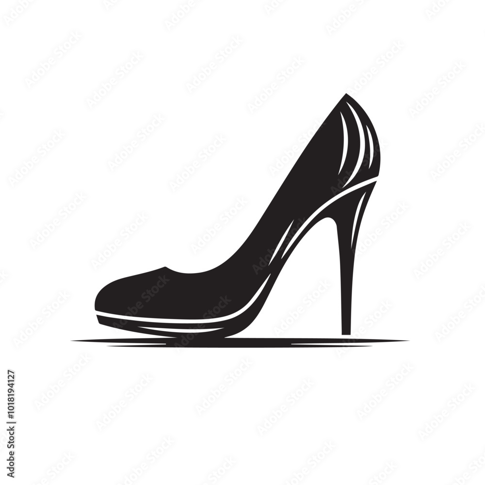 Naklejka premium Shoe vector logo. High heel shoe vector silhouette design. women's shoes silhouette vector design. 