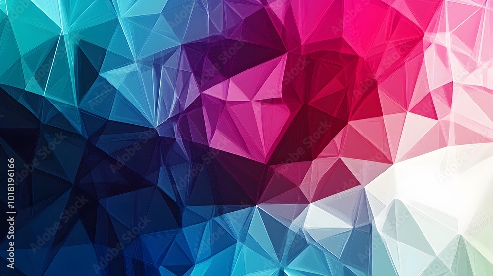 Fototapeta premium Abstract Geometric Low Poly Background Blue Pink and White