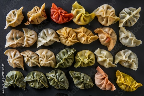 Cooking Dumplings Various Types, Oriental Ravioli, Gyoza, Dim Sum, Jiaozi, Fried and Boiled Pelmeni photo