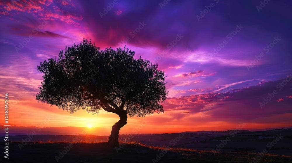 Silhouetted Tree at Sunset Silhouetted Tree at Sunset
