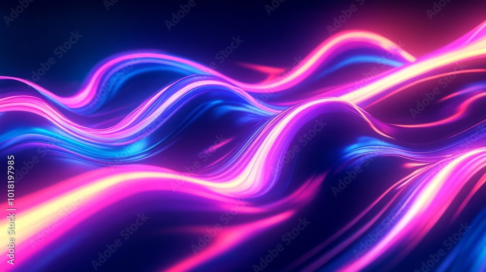 Abstract Swirling Neon Lights in Vibrant Hues