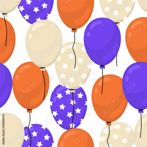 Wallpaper Mural Seamless pattern with balloons in American flag colors. Independence Day celebration. 4th of July. Presidential elections. Vector illustration. Torontodigital.ca