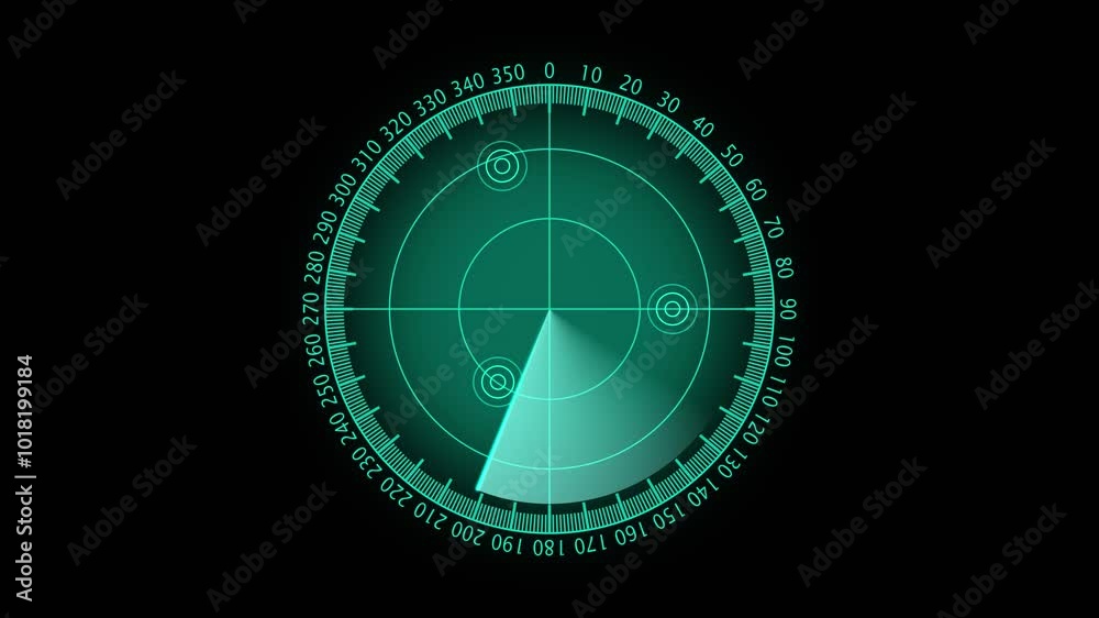 Sonar radar. Glow green background with navigation radar. Animation on the moving navigation radar screen.
Sonar radar. Glow green background with navigation radar. Animation on the moving navigation radar screen.