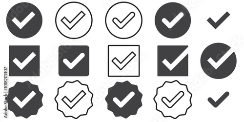 Check mark vector set. Check mark icon. Symbol for web site Computer and mobile vector.