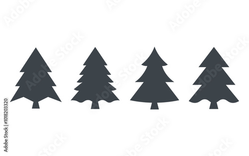 Minimalist Evergreen Tree Icons Set. Pine and Christmas Tree  for Nature, Holiday, and Winter Design Projects