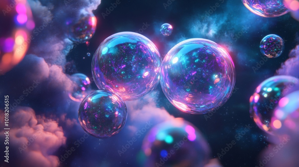 Cosmic Bubbles Floating Through a Dreamy Nebula Cosmic Bubbles Floating Through a Dreamy Nebula