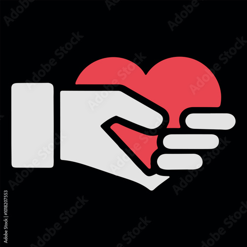 Minimalist Hand Holding Heart Icon - Love and Care Symbol