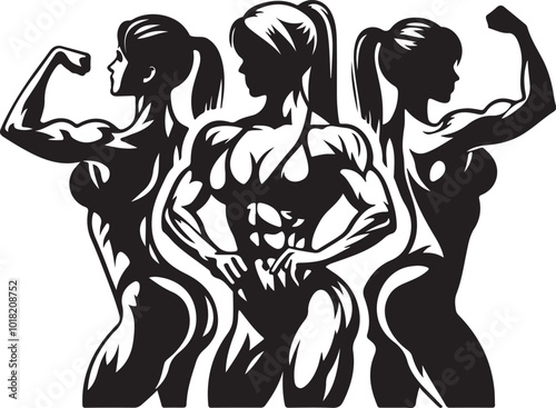 silhouette of lady body builder vector design
