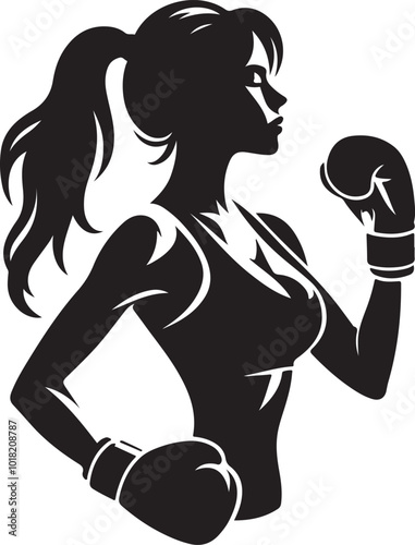 silhouette of a lady boxer