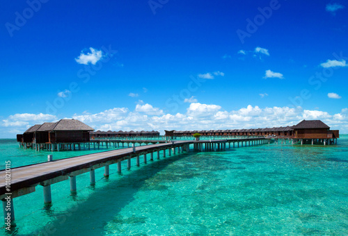 Beach Holiday. Beautiful beach and tropical sea. Maldives Islands Tropical. Maldivian water bungalows