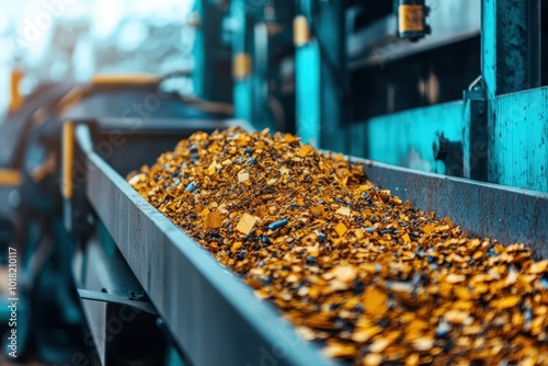 Close-Up of Machinery Inside Recycling Facility