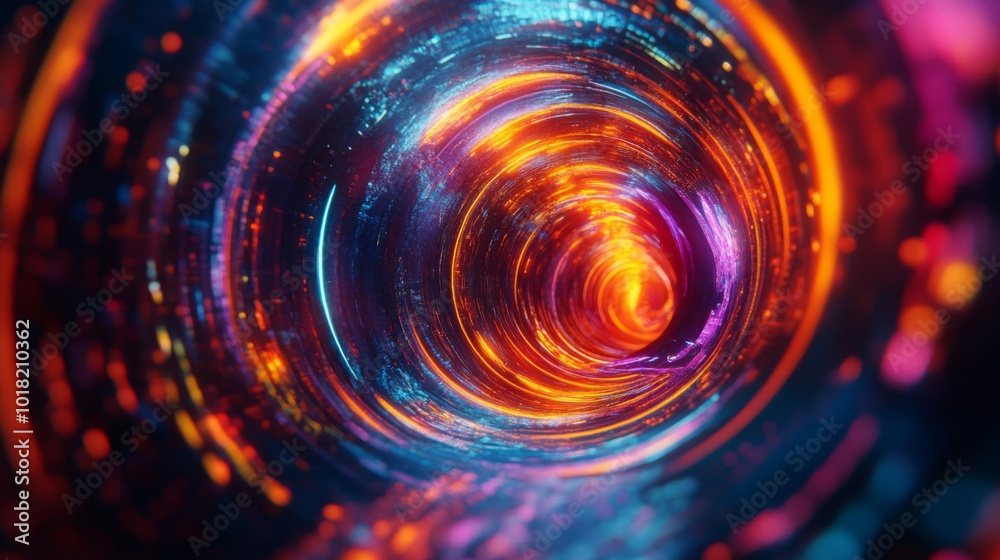 Obraz premium A swirling vortex of glowing orange, blue, and purple light.