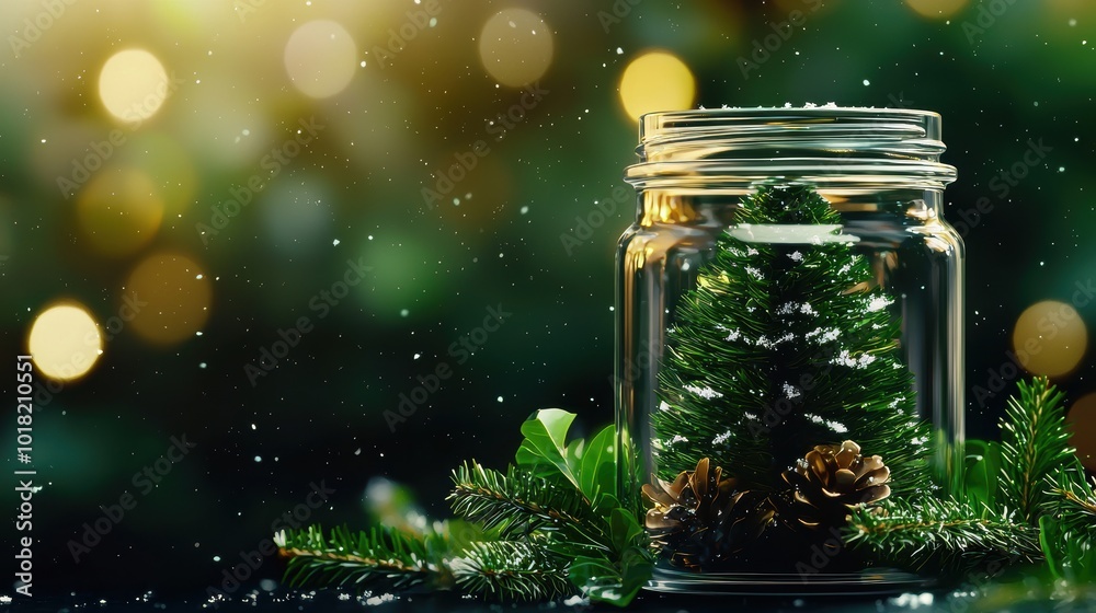 Elegant Christmas Tree in Glass Jar Decoration Elegant Christmas Tree in Glass Jar Decoration