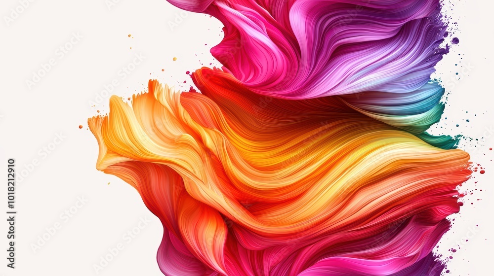 Vibrant Gradient Brush Stroke on White Background