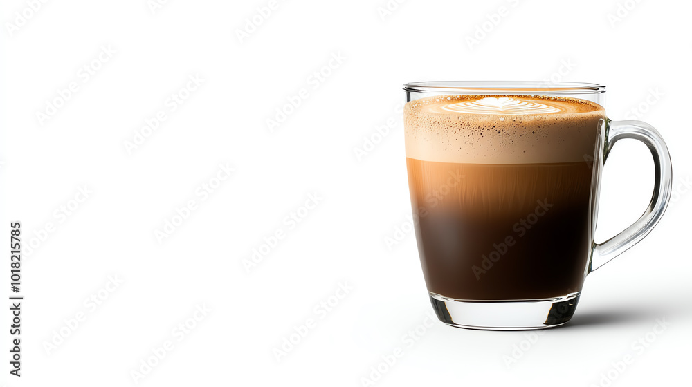 Coffee cup with frothy beverage, white background Coffee cup with frothy beverage, white background