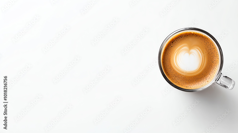 Coffee cup with latte art on white background Coffee cup with latte art on white background
