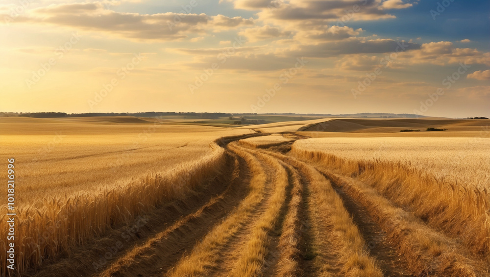 Scenic Rural Landscape with a Trail Through Scenic Rural Landscape with a Trail Through