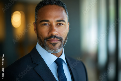 Portrait of a confident African American businessman in a suit.