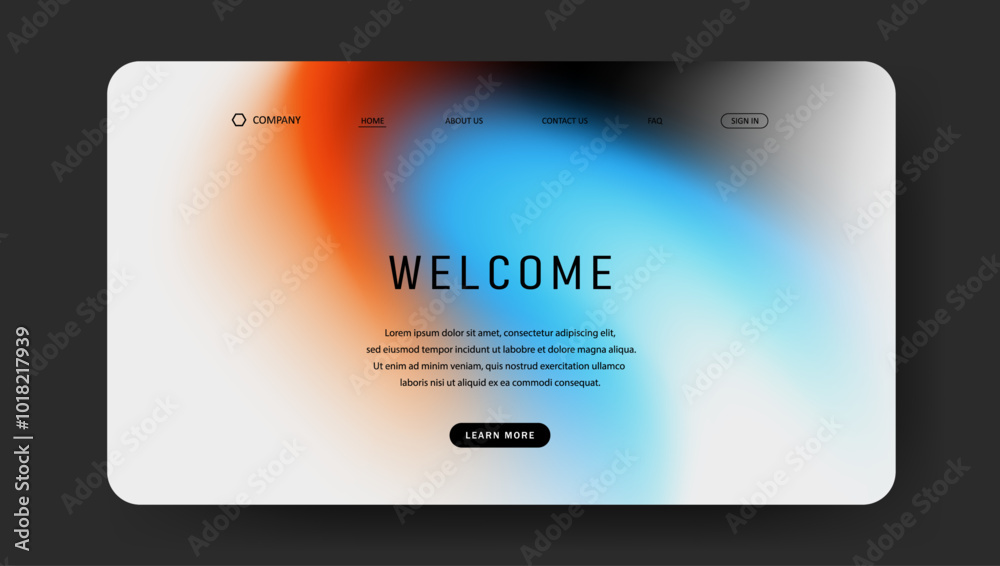 Abstract wave futuristic design of landing page. retro gradient mesh website design