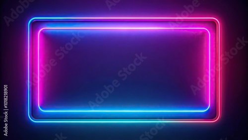 Minimalist neon light frame on white background