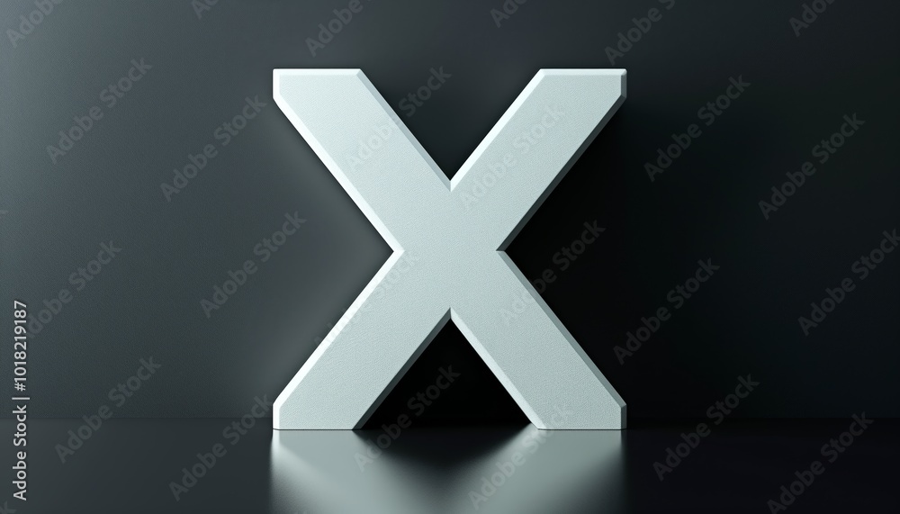 Obraz premium A white X with a textured surface placed against a dark background, illuminated to emphasize the structure