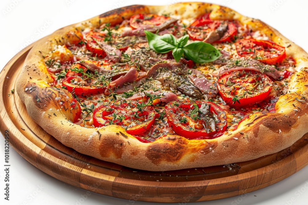 Pizza Marinara with Anchovy. Traditional Italian Anchovy Flatbread with Cherry Tomatoes Pizza Marinara with Anchovy. Traditional Italian Anchovy Flatbread with Cherry Tomatoes
