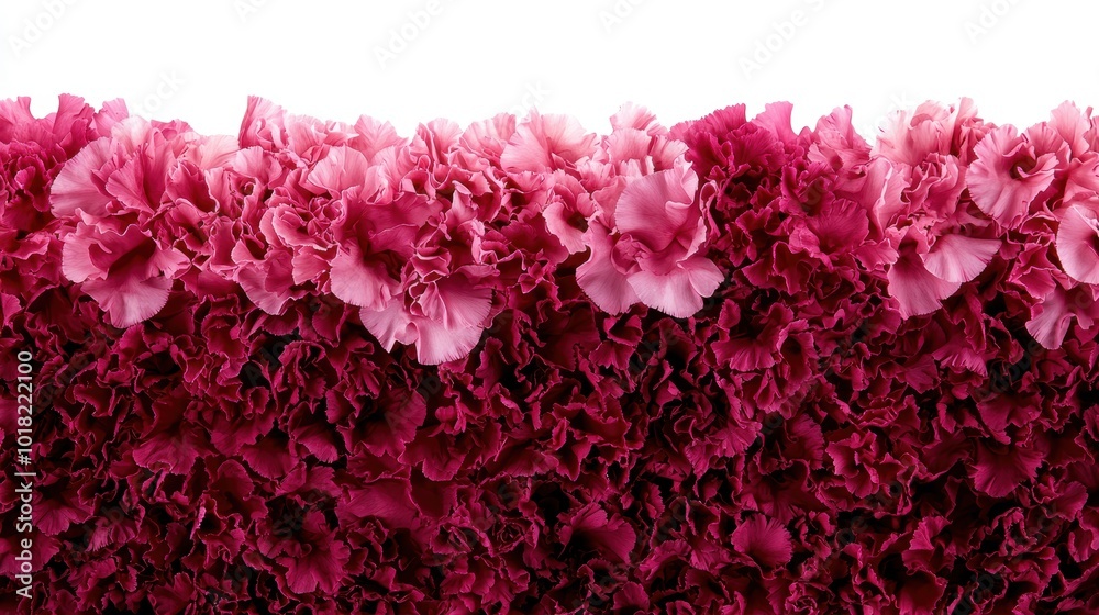 Pink Carnation Flowers on a White Background