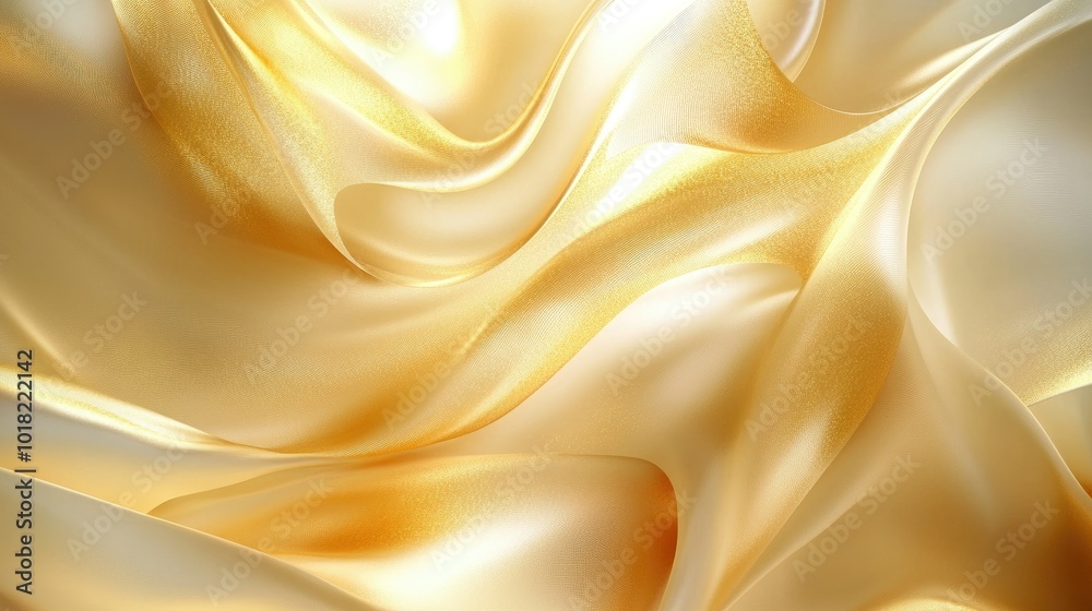 Abstract golden waves swirling in a fluid, dynamic pattern, glowing softly in the light with shimmering gradients Abstract golden waves swirling in a fluid, dynamic pattern, glowing softly in the light with shimmering gradients
