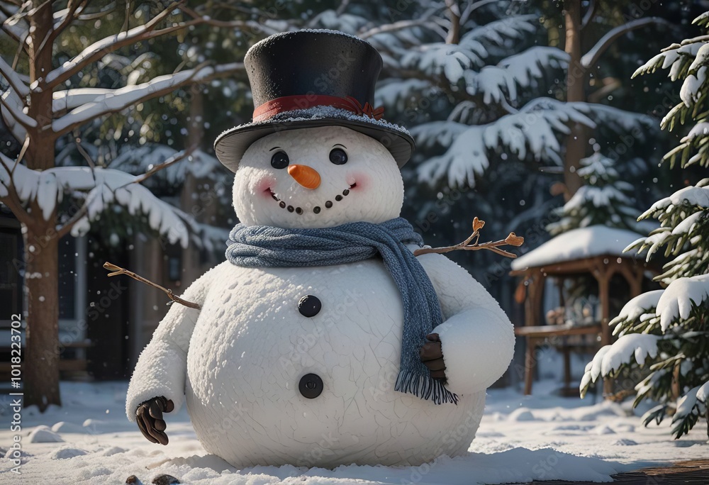 Obraz premium Snowman in winter background